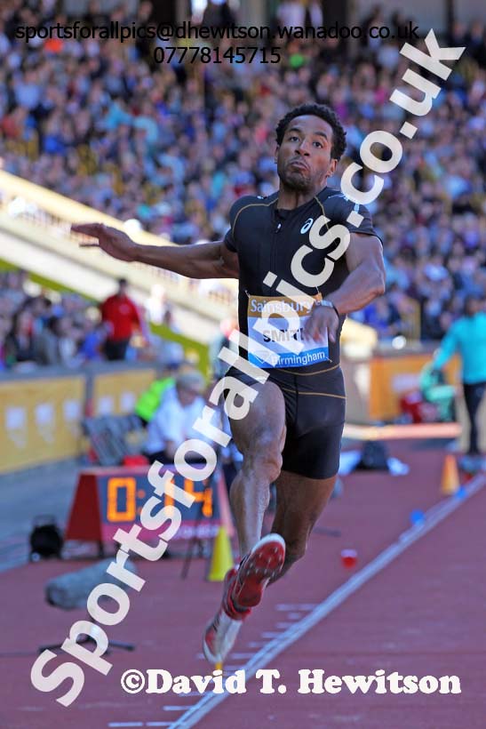 Tyrone Smith (USA) mens long jump, IAAF Diamond League, Birmingham. Photo: David T. Hewitson/Sports for All Pics